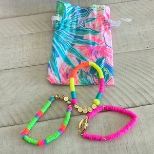 Neon Lilly Pulitzer bracelets (3). With pouch.
